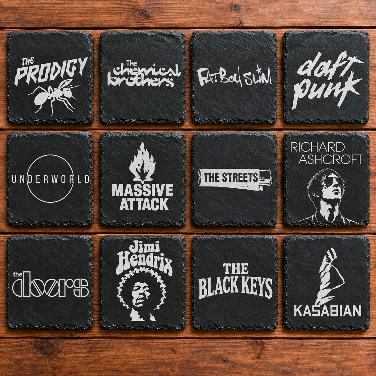 Electronic, Dance & Alternative Band Engraved Slate Coasters