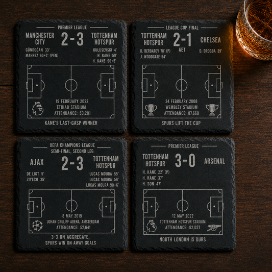Tottenham Hotspur Iconic Matches Slate Coaster Set | Spurs coaster set