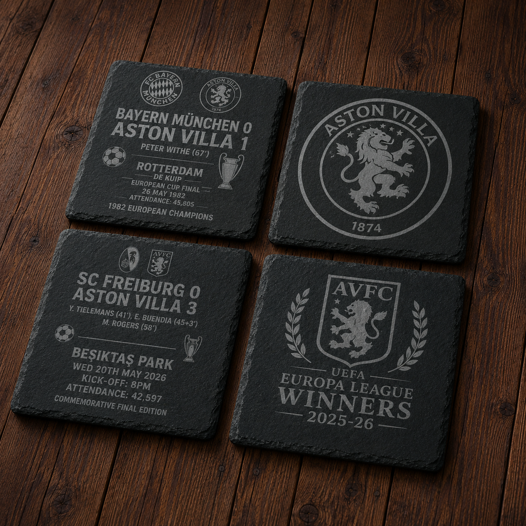 Aston Villa Set of 4 Slate Coasters