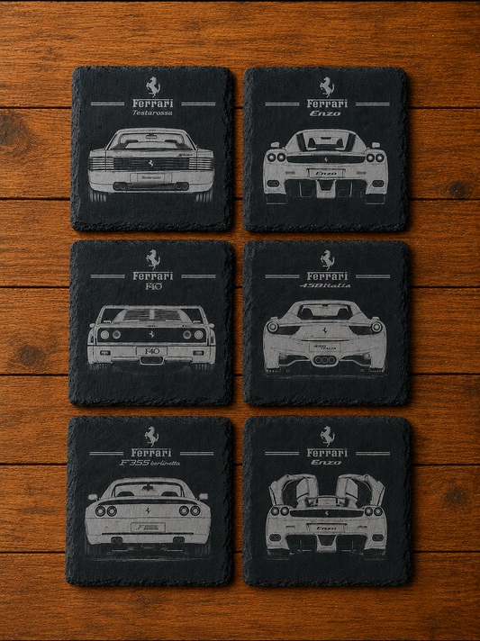 Set of six Ferrari coasters