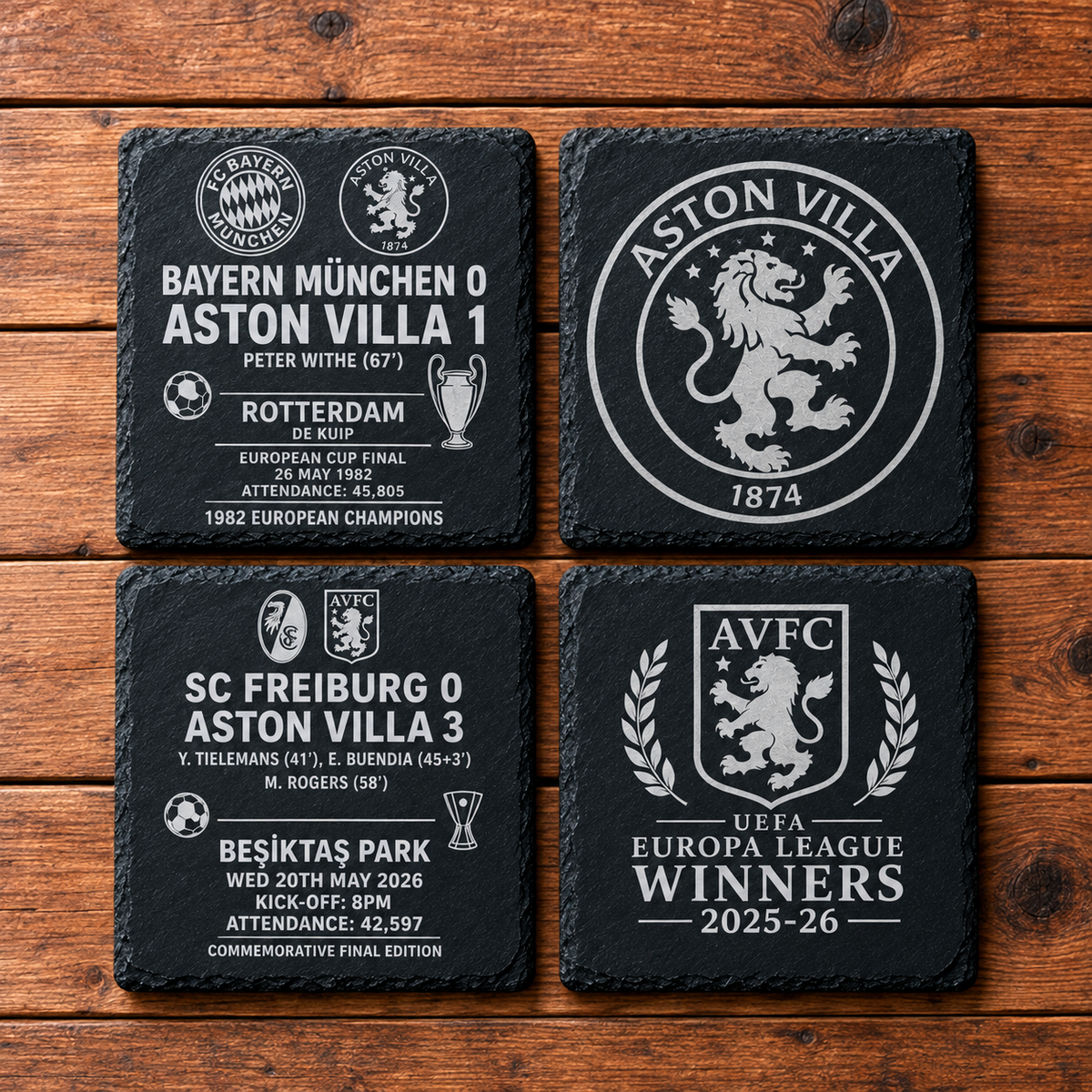Aston Villa Set of 4 Slate Coasters